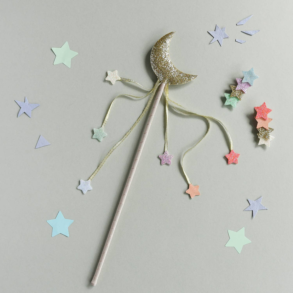 Set de două agrafe de păr Rockahula Rainbow Shimmer Star cu steluțe curcubeu
