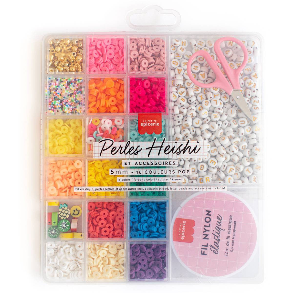 Cutie cu 16 culori de mărgele heishi 6 mm Pop