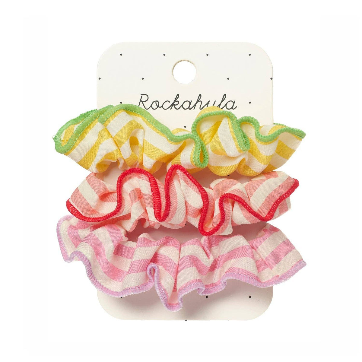 Set de trei scrunchie-uri Rockahula Candy Stripe cu dungi colorate pentru păr copii