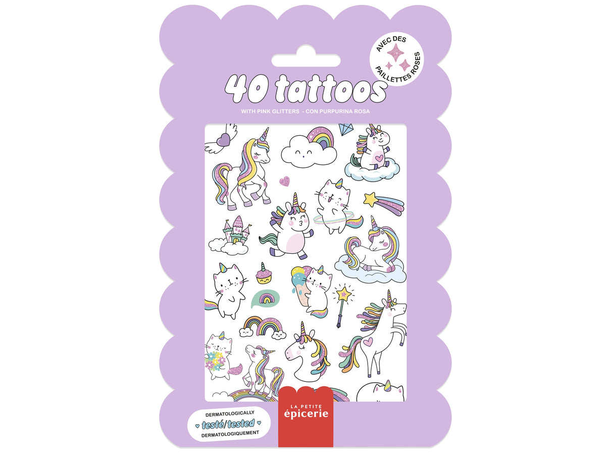 Tatuaje temporare cu sclipici Unicorni, La Petite Epicerie