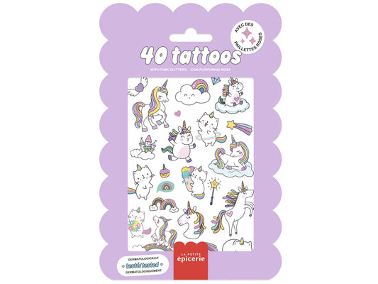Tatuaje temporare cu sclipici Unicorni, La Petite Epicerie