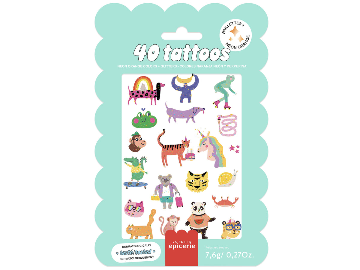 Tatuaje temporare cu sclipici Animăluțe, La Petite Epicerie