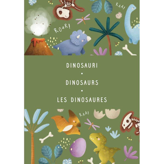 Cutie magnetică Sassi cu dinozauri, 35 de magneți și carte