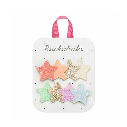 Set de două agrafe de păr Rockahula Rainbow Shimmer Star cu steluțe curcubeu