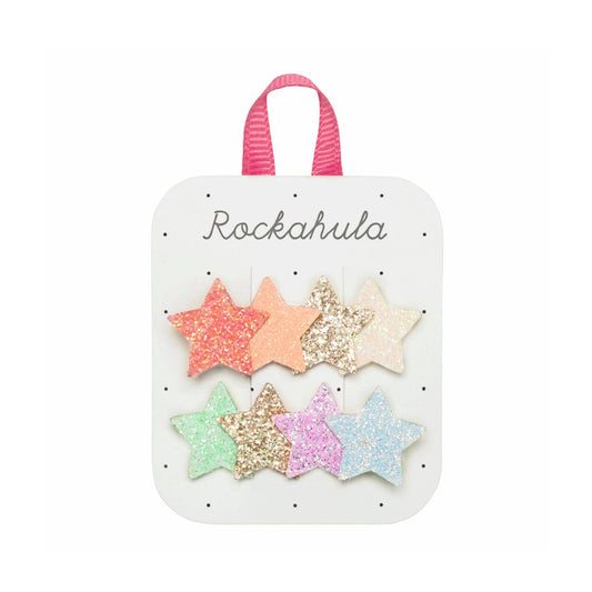 Set de două agrafe de păr Rockahula Rainbow Shimmer Star cu steluțe curcubeu