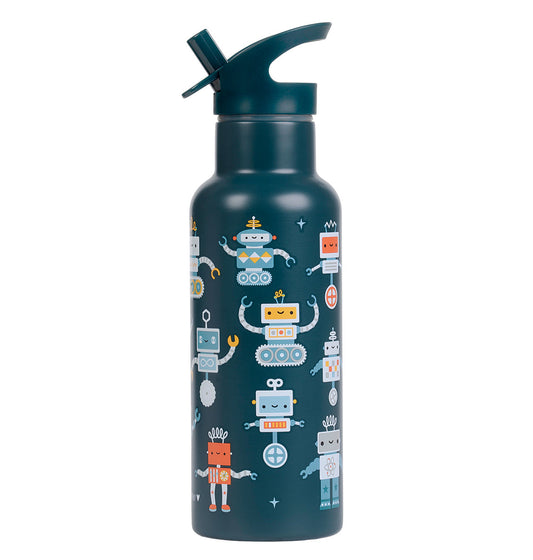 Sticlă din inox XL 500 ml cu roboți, A Little Lovely Company