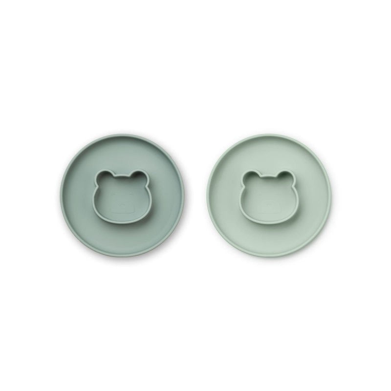 Farfurii Gordon, set 2 Liewood, nuanța Mr Bear Sea Blue / Mustard Mix