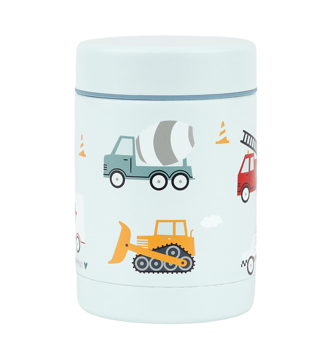 Termos din inox cu vehicule, vedere laterală