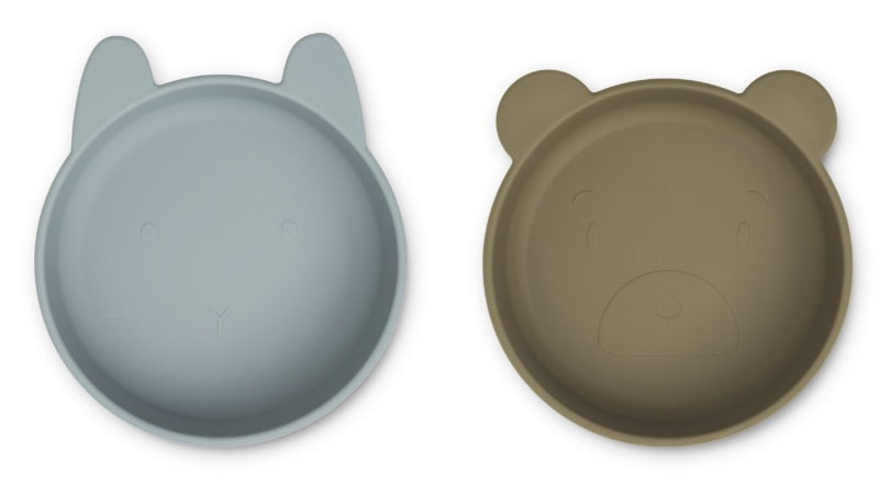 Bol din silicon Vanessa Liewood, nuanța Blue Fog / Khaki Mix