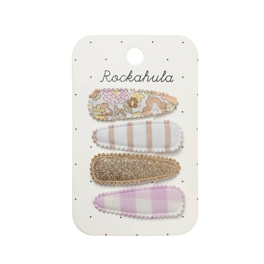 Set de patru agrafe de păr Rockahula Fairytale Floral în imprimeuri de poveste