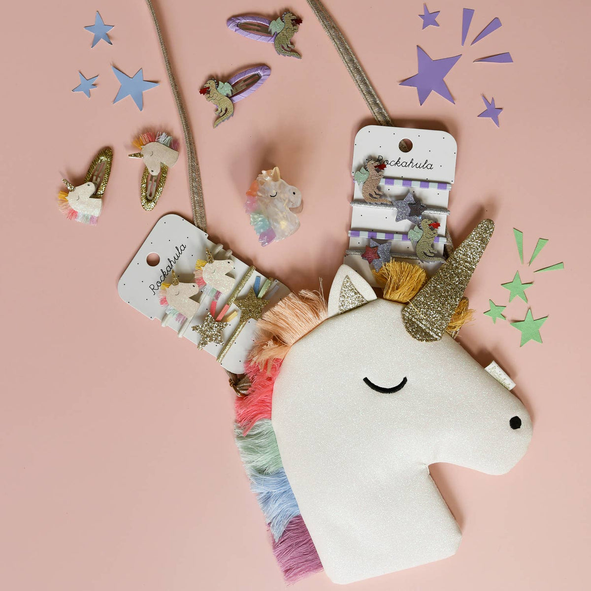 Agrafe de păr Rockahula Rainbow Unicorn (set de 2)