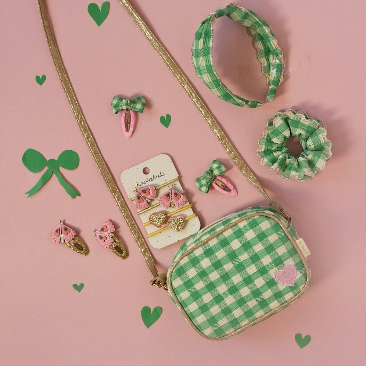 Agrafe cu fundiță Rockahula Gertie Gingham (set de 2)