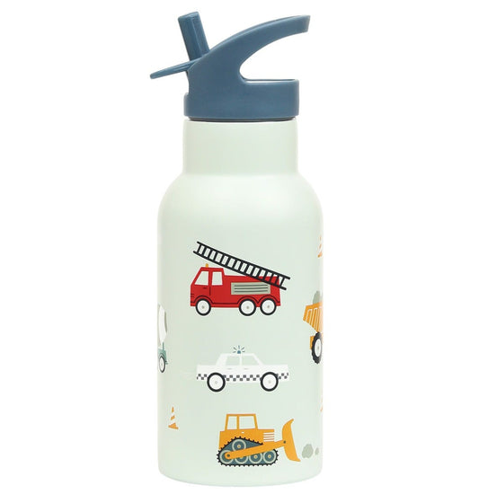 Sticlă din inox 350 ml bleu cu vehicule, A Little Lovely Company