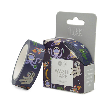 Bandă washi decorativă cu tematică spațială pentru copii, marca nuukk