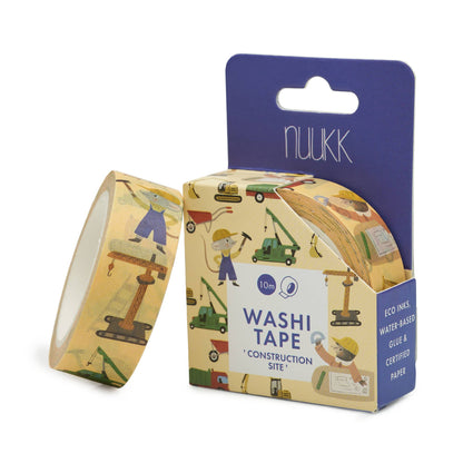 Bandă washi decorativă cu tematică de șantier pentru copii, marca nuukk