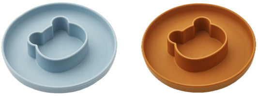 Farfurii Gordon, set 2 Liewood, nuanța Mr Bear Sea Blue / Mustard Mix