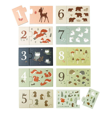 Puzzle cu numere, perechi de piese potrivite
